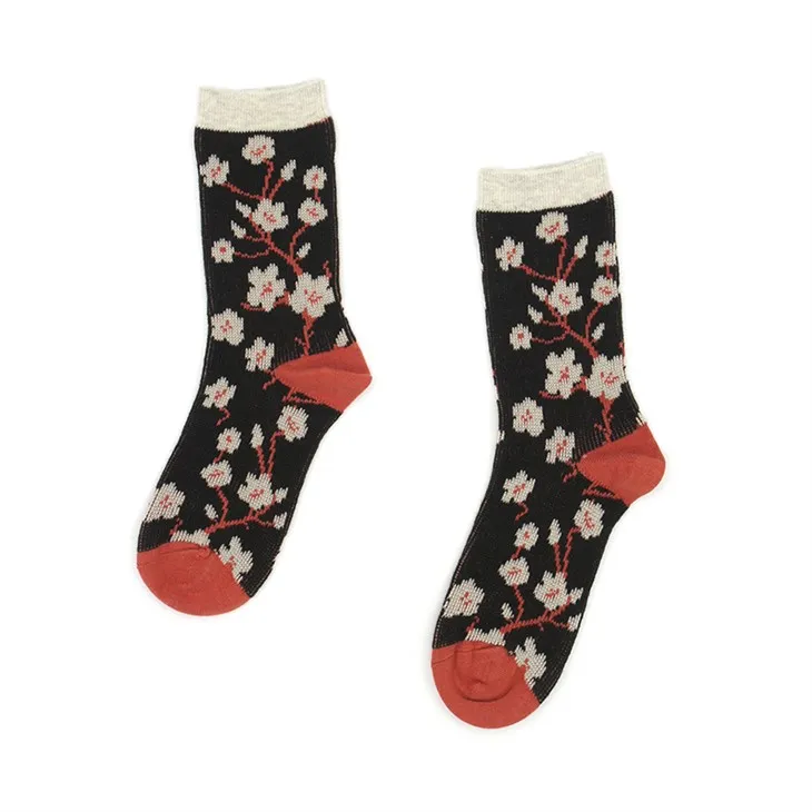 Kaus Kaki Katun Black Blossom